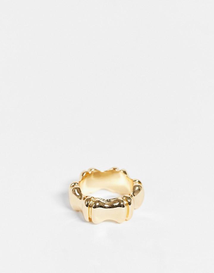 Designb Bamboo Ring In Gold Tone