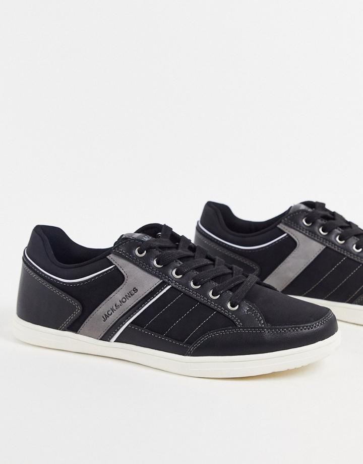 Jack & Jones Logo Lace-up Sneakers In Black