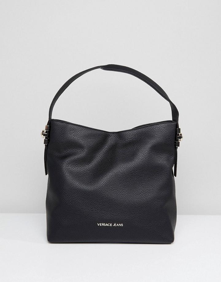 Versace Jeans Shoulder Bag With Gold Studding - Black