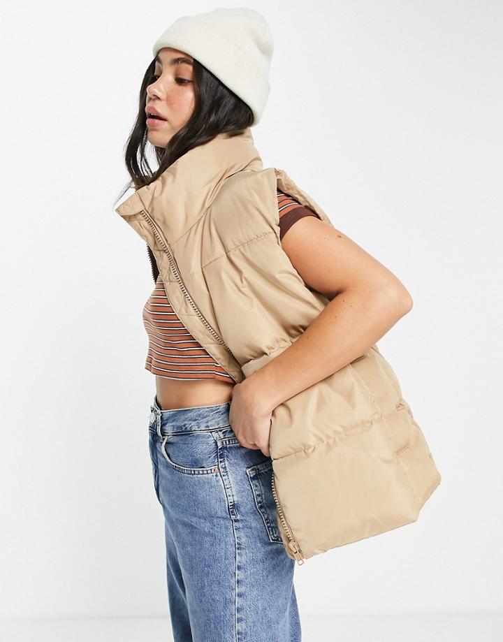New Look Boxy Vest In Camel-neutral
