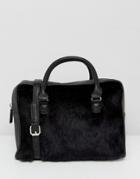 Stradivarius Faux Fur Bowling Bag - Black