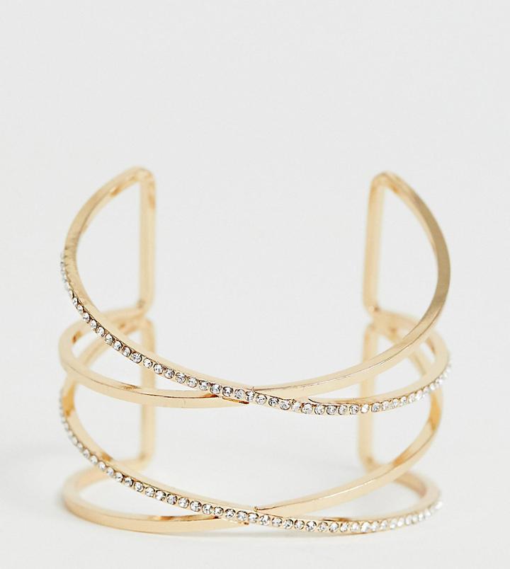 River Island Double Cross Cuff In Gold - Gold