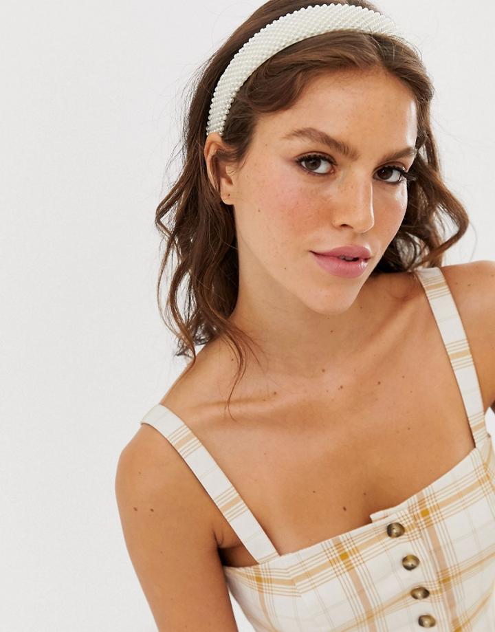 Pieces Pearl Stud Hairband - White