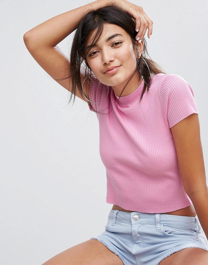 Berskha High Neck Crop Top - Pink