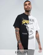 Reclaimed Vintage Inspired Oversized Spliced T-shirt In Black With Zodiac Print - Black