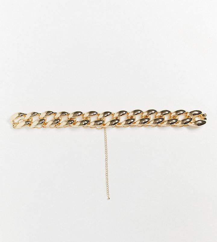 Asos Design Curve Chunky Chain Waist And Hip Belt In Gold