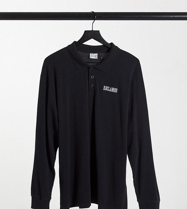Reclaimed Vintage Inspired Long Sleeve Rugby Top In Washed Black
