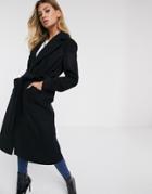 Helene Berman Revere Collar Oversized Wool Blend Coat-black