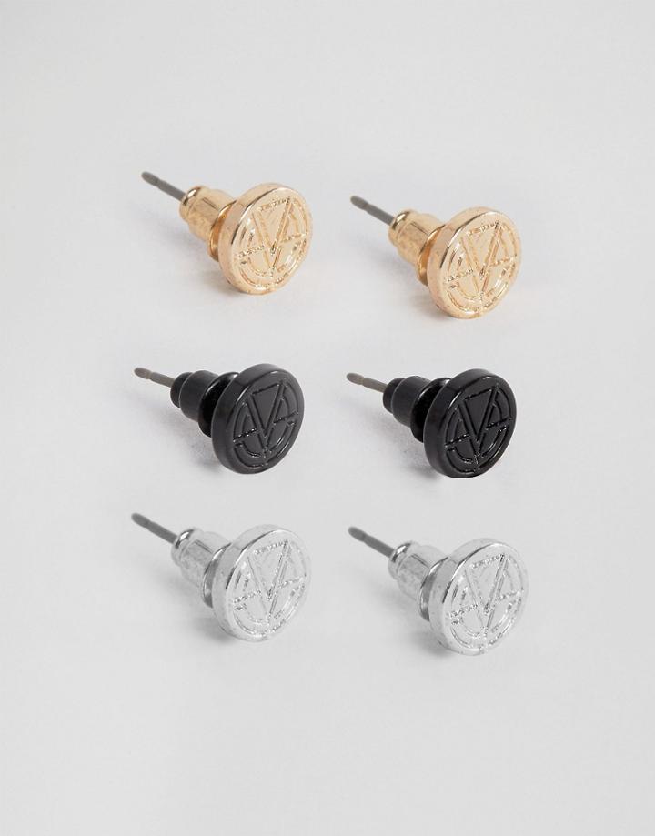 Chained & Able Logo Stud Earrings In 3 Pack - Multi