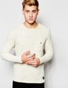 Solid Lightweight Knitted Sweater With Fleck - White