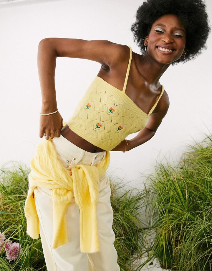 Asos Design Cable Bandeau In Yellow - Part Of A Set