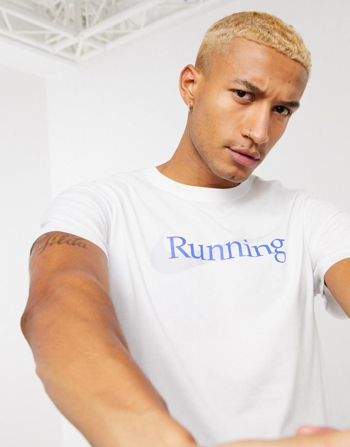 Nike Running Dri-fit Hbr Logo T-shirt In White