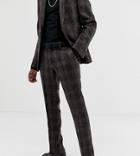 Heart & Dagger Slim Suit Pants In Brown Harris Tweed - Brown