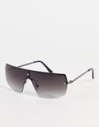 Topshop Rimless Visor With Smoke Lens-black