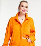 Extro & Vert Plus Oversized Utility Shirt In Tangerine-orange