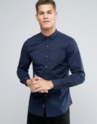 Replay Slim Fit Shirt Point Collar - Navy