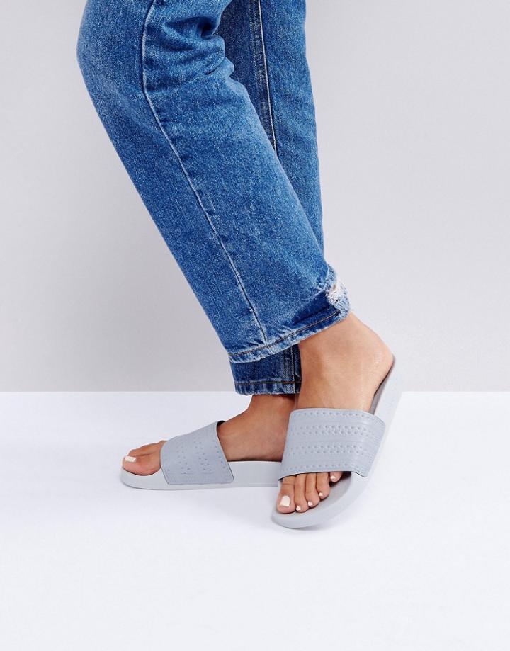 Adidas Originals Adilette Slider Sandals In Gray - Green