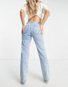 Asos Design Mid Rise 90s Straight Leg Jeans In Vintage Light Wash-blue