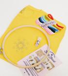 Daisy Street Plus Relaxed T-shirt With Celestial Diy Embroidery Kit-yellow