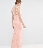 Jarlo Wedding Maxi Dress With Fishtail And Ruffles At Back - Pink