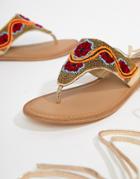 Asos Design Final Dance Beaded Flat Sandals - Multi