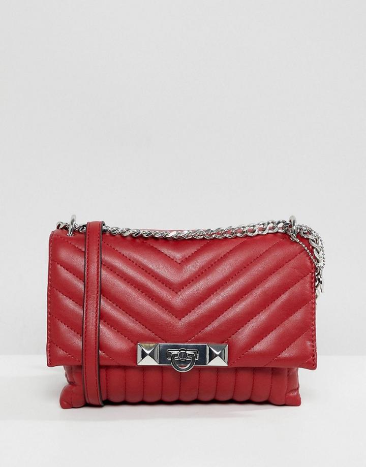 Aldo Abilanel Red Quilted Cross Body Bag With Studding