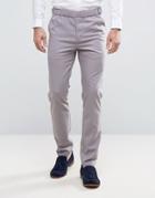 Asos Slim Smart Pants With Buckle Detail - Gray