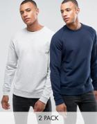 Asos Sweatshirt 2 Pack Navy/gray Marl - Multi