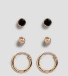 Icon Brand Stud & Hoop Earring 3 Pack In Gold Exclsuive To Asos - Gold