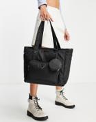 River Island Nylon Shopper Bag In Black