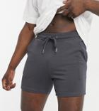 Asos Design Jersey Skinny Shorts In Shorter Length In Washed Black-grey