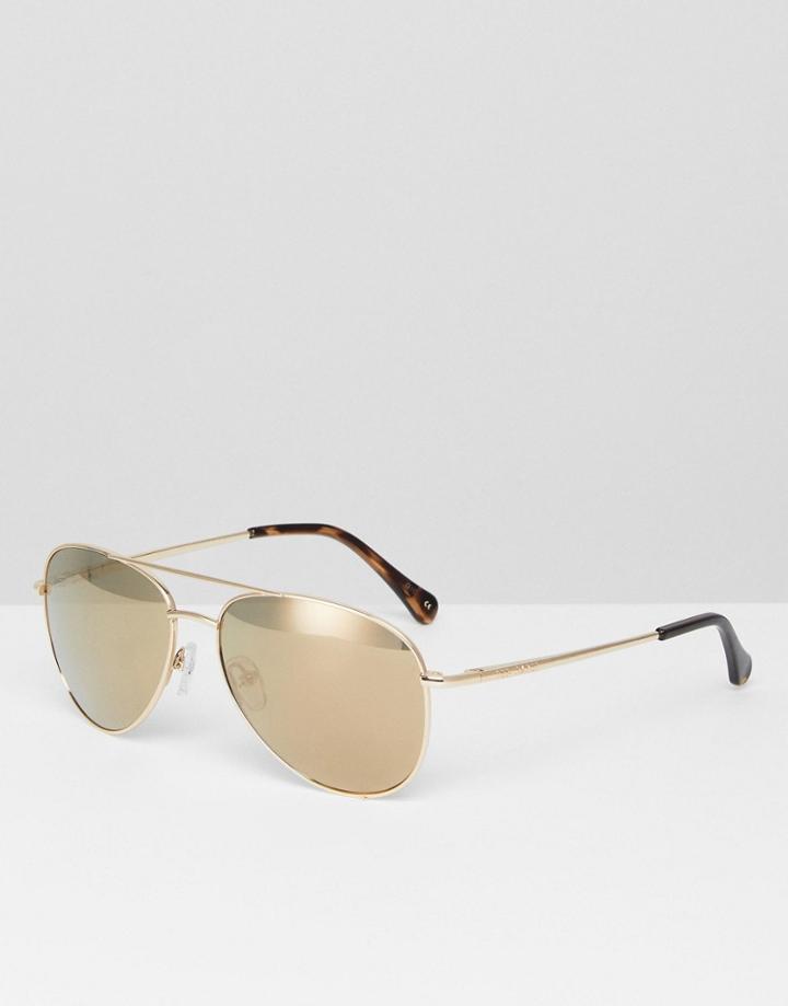 Ted Baker Tb1457 404 Nova Aviator Sunglasses In Gold - Gold