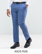Asos Plus Wedding Slim Suit Pant In Blue Tonic - Blue