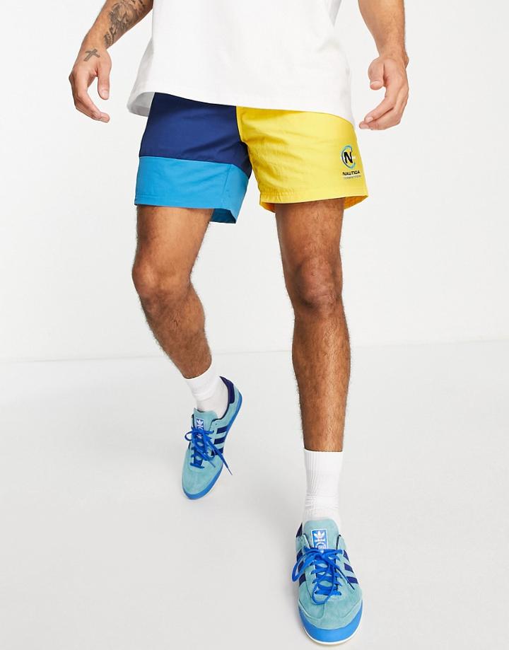 Nautica Competition Mandezza Swim Shorts In Navy/yellow