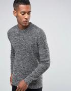 New Look Tuck Stitch Sweater In Gray With Pattern - Black