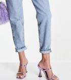 Asos Design Wide Fit Nasia Heeled Mules In Lilac-purple