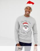 Threadbare Tall Yo Yo Yo Santa Crew Neck Sweat Sweater - Gray