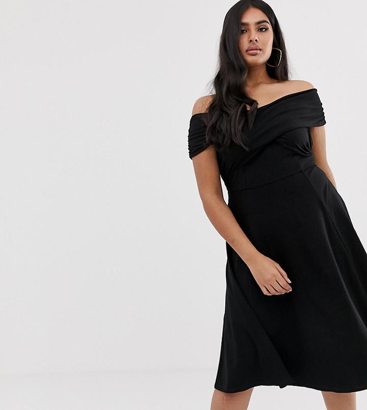 Asos Design Curve Bardot Midi Skater Dress