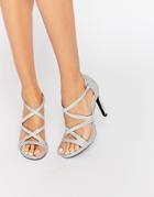 New Look Silver Glitter Heeled Sandals - Silver