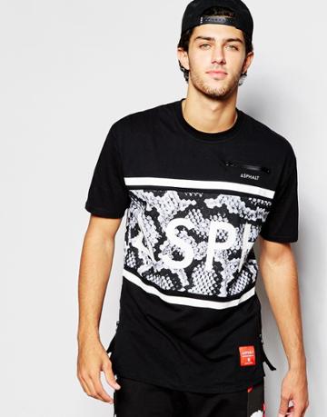 Asphalt Yacht Club T-shirt With Wraparound Logo - Black