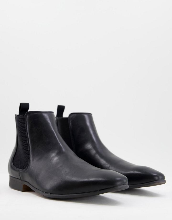 Truffle Collection Smart Chelsea Boots In Black Faux Leather