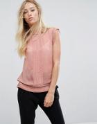 Sisley Sheer Sleeveless Frill Top - Pink
