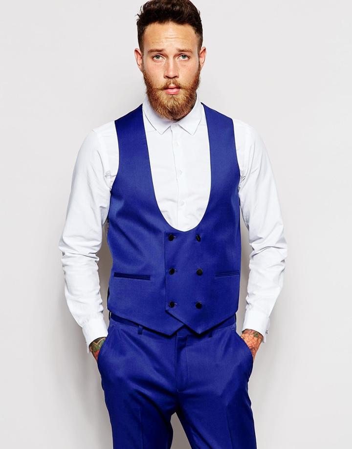 Asos Vest In Half Moon Shape - Blue
