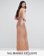 Naanaa Tall Allover Sequin Cross Back Maxi Dress - Multi