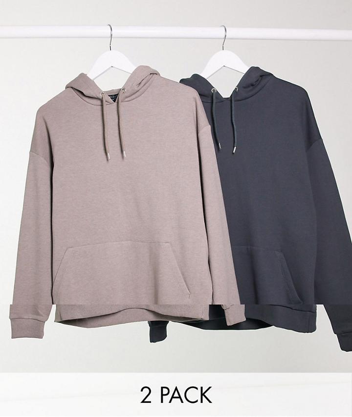 Asos Design Oversized Hoodie 2 Pack Washed Black/beige-multi
