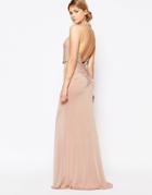 Forever Unique Embellished High Neck Dress With Open Back - Nude