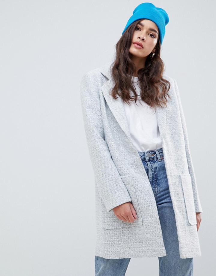 Asos Design Textured Slim Coat-gray