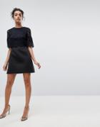 Asos Lace Crop Top Scallop Mini Dress-black