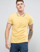 Brave Soul Tipped Pique Polo - Yellow
