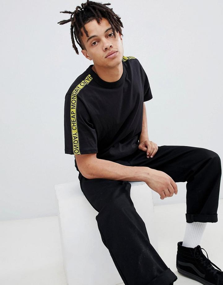 Cheap Monday Tape Logo T-shirt Black - Black